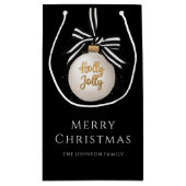 Elegante Black Bauble Vrolijk Kerstfeest Klein Cadeauzakje (Achterkant)