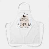 Elegante Black & Beige Nail Salon Manicure Schort (Voorkant)