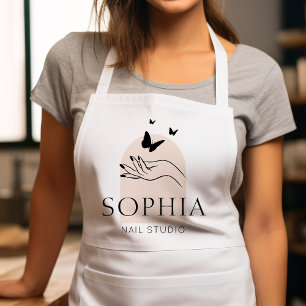 Elegante Black & Beige Nail Salon Manicure Schort