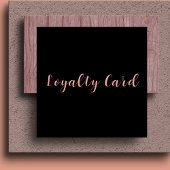 Elegante Black & Blush Pink Typography Loyalty Kaa Vierkante Visitekaartje