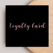 Elegante Black & Blush Pink Typography Loyalty Kaa Vierkante Visitekaartje