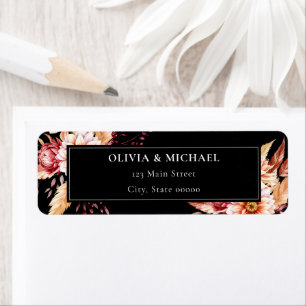 Elegante Black Boho Floral Wedding Retouradres Etiket