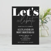 Elegante Black Bold Typografie 91ste verjaardag Kaart (Staand voorkant)