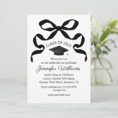 Elegante Black Bow Afstudeerfeest Klasse van 2025 Kaart (Staand voorkant)