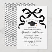 Elegante Black Bow Afstudeerfeest Klasse van 2025 Kaart (Voorkant / Achterkant)