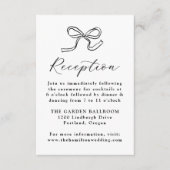 Elegante Black Bow bruiloft receptie Informatiekaartje (Voorkant)