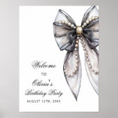 Elegante Black Bow Coquette Verjaardag Welkom Poster (Voorkant)