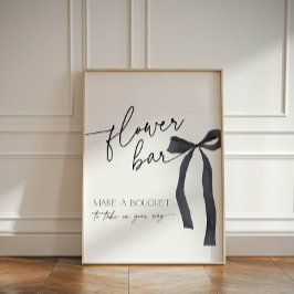 Elegante Black Bow Flower Bar Maak een Boeket Reclamebord Met Voetstuk