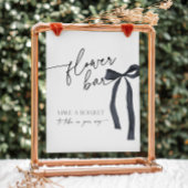 Elegante Black Bow Flower Bar Maak een Boeket Reclamebord Met Voetstuk
