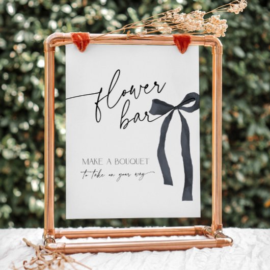 Elegante Black Bow Flower Bar Maak een Boeket Reclamebord Met Voetstuk