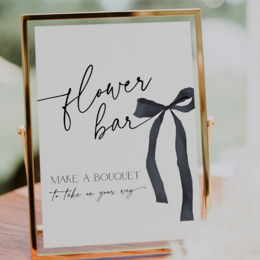Elegante Black Bow Flower Bar Maak een Boeket Reclamebord Met Voetstuk