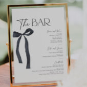 Elegante Black Bow Gothic Bride Bar Menu Cocktail Reclamebord Met Voetstuk