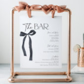 Elegante Black Bow Gothic Bride Bar Menu Cocktail Reclamebord Met Voetstuk