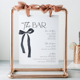 Elegante Black Bow Gothic Bride Bar Menu Cocktail Reclamebord Met Voetstuk