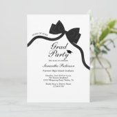 Elegante Black Bow Graduation Party Kaart (Staand voorkant)