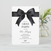 Elegante Black Bow Graduation Party Kaart (Staand voorkant)