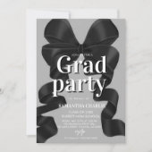 Elegante Black Bow Graduation Party Kaart (Voorkant)