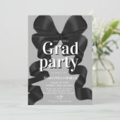 Elegante Black Bow Graduation Party Kaart (Staand voorkant)