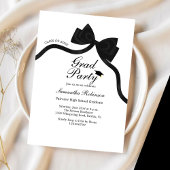 Elegante Black Bow Graduation Party Kaart