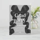 Elegante Black Bow Graduation Party Kaart (Staand voorkant)