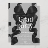 Elegante Black Bow Graduation Party Kaart (Voorkant / Achterkant)