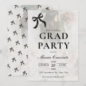 Elegante Black Bow Graduation Party Uitnodiging (Voorkant / Achterkant)
