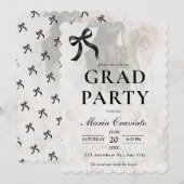 Elegante Black Bow Graduation Party Uitnodiging (Voorkant / Achterkant)