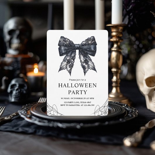Elegante Black Bow Halloween Party Feestdagenkaart
