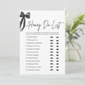 Elegante Black Bow Honey Do Lijst Vrijgezellenfees Kaart (Staand voorkant)