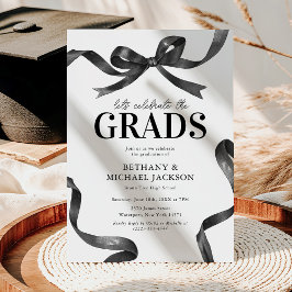 Elegante Black Bow Joint Graduation Party Kaart