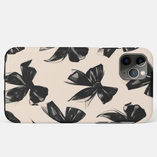 Elegante Black Bow Pattern iPhone Case (Achterkant (horizontaal))