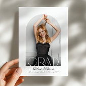 Elegante Black Bow Photo Afstudeerder Uitnodiging