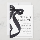 Elegante Black Bow verjaardagsuitnodiging Bedankkaart (Voorkant)