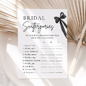 Elegante Black Bow Vrijgezellenfeest Scattergories Kaart