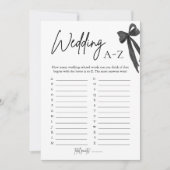 Elegante Black Bow Wedding A-Z Vrijgezellenfeest G Kaart (Voorkant)
