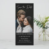 Elegante Black Calligraphy Sla de Datum Op Kaart (Staand voorkant)