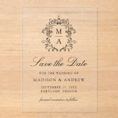 Elegante Black Chinoiserie Wedding Save the Date Acryl Uitnodigingen (Voorkant)