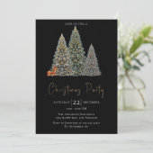 Elegante Black Christmas Party Uitnodiging - Winte (Staand voorkant)