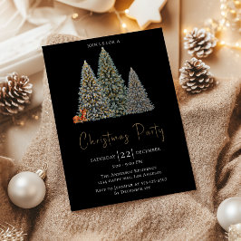 Elegante Black Christmas Party Uitnodiging - Winte