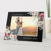 Elegante Black Christmas Photo Holiday Kaart (Voorkant)