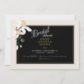 Elegante Black & Cream bruids douche uitnodiging (Voorkant)