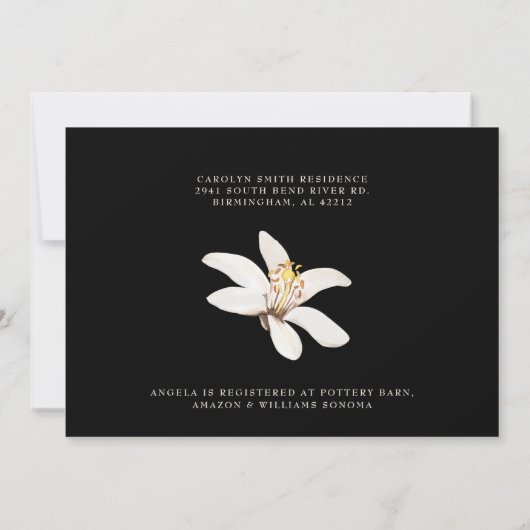 Elegante Black & Cream bruids douche uitnodiging (Achterkant)