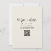 Elegante Black & Cream Minimal Boho QR Code Weddin Kaart (Achterkant)