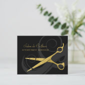 Elegante Black Curls Faux Gold Schaar Afspraak Briefkaart (Staand voorkant)