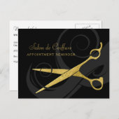 Elegante Black Curls Faux Gold Schaar Afspraak Briefkaart (Voorkant / Achterkant)