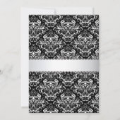 Elegante Black Damask en Zilveren bruiloft uitnodi Kaart (Achterkant)