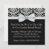 Elegante Black Damask Gender Reveal Kaart (Achterkant)