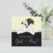 Elegante Black Damask Geslacht Reveal Douche Kaart (Staand voorkant)