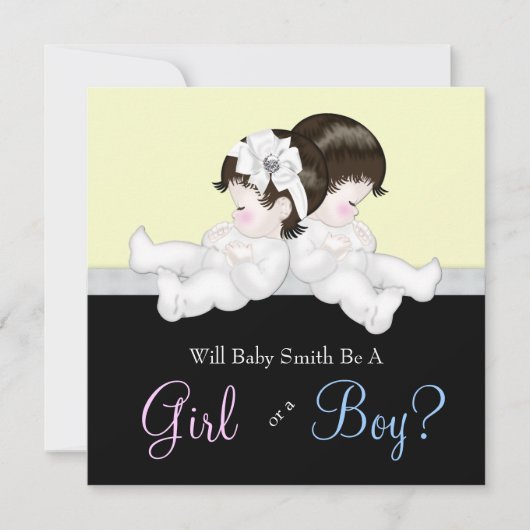 Elegante Black Damask Geslacht Reveal Douche Kaart (Voorkant)