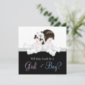 Elegante Black Damask Geslacht Reveal Douche Kaart (Staand voorkant)